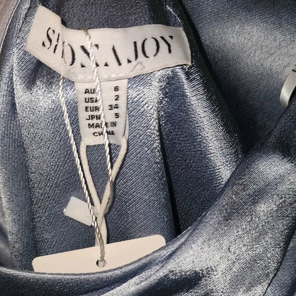 NWT- Shona Joy La Lune Gathered One Shoulder Maxi Dress in Powder Blue Sz 2 - Picture 8 of 14